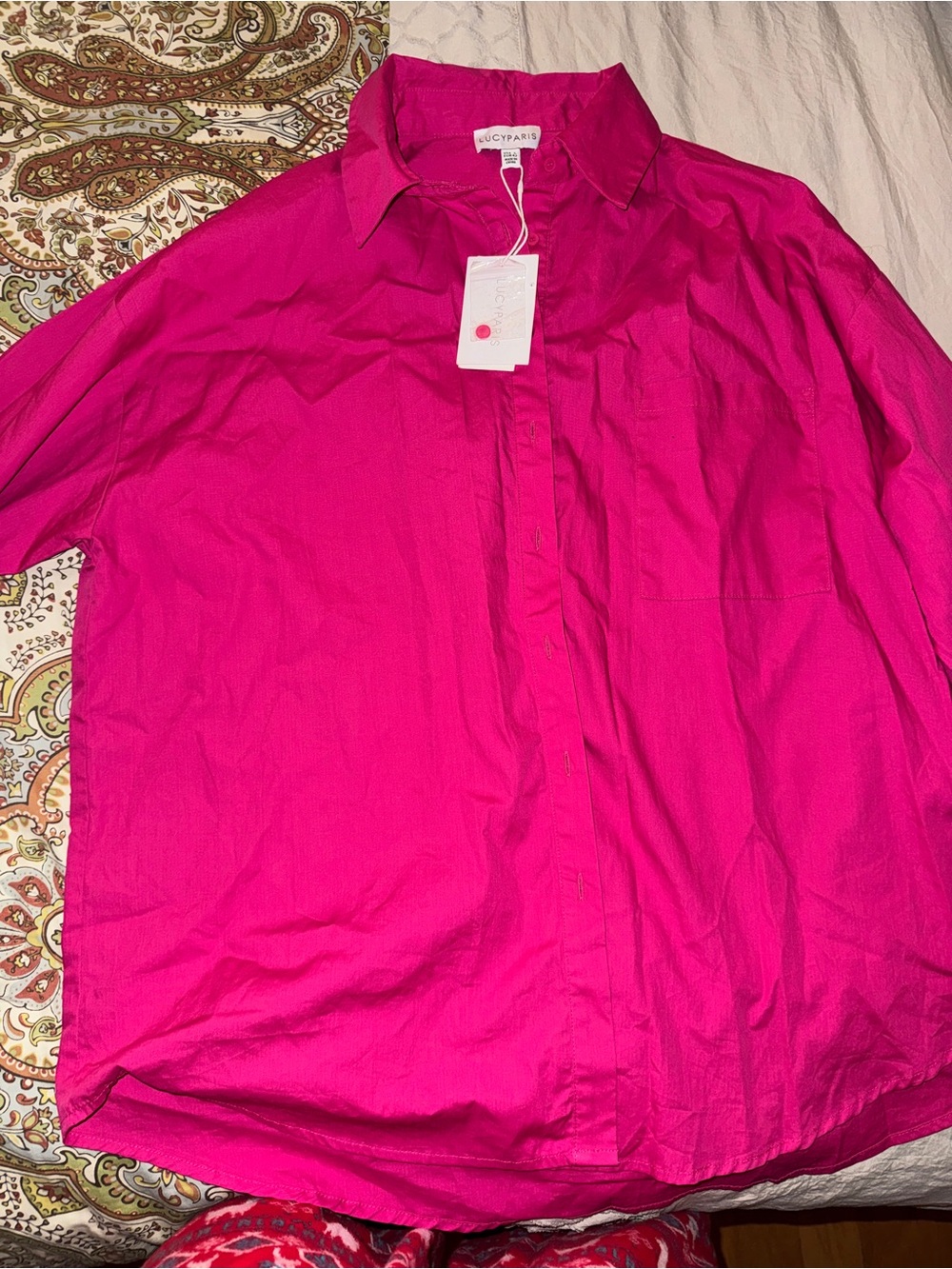 Lucy Paris- Hot Pink Button-Up Shirt